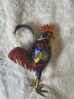 Vintage Metal Cloisonne Rooster 1980s